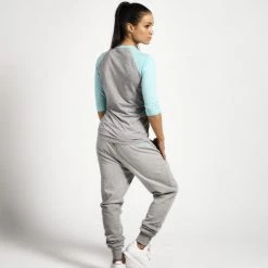 Better Bodies Womens Baseball Tee - Grey/Light Aqua