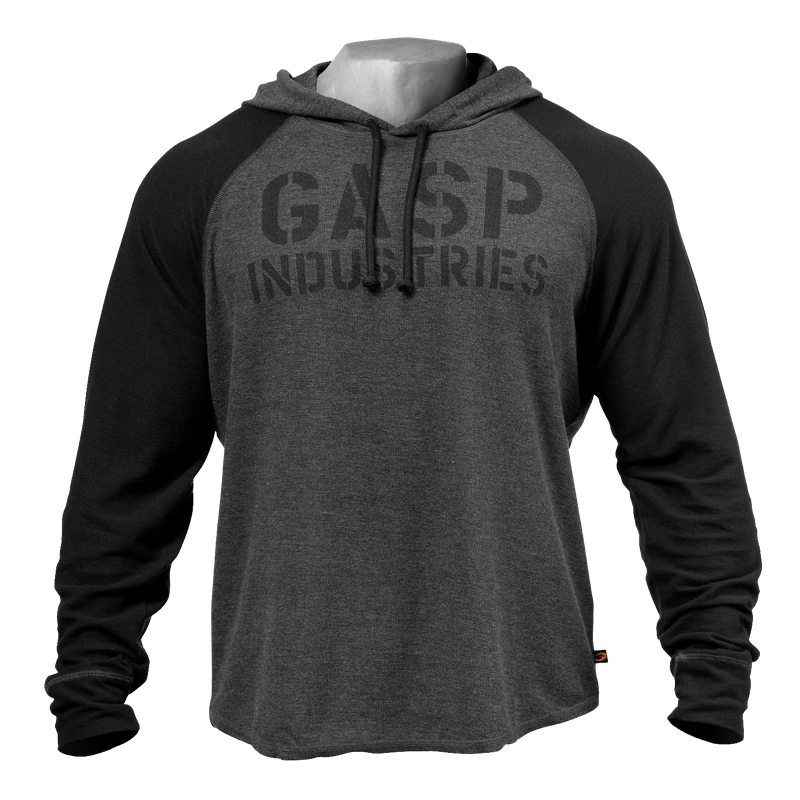 GASP Long Sleeve Thermal Hoodie - Graphite Melange 1 GASP Long Sleeve Thermal Hoodie - Graphite Melange