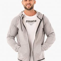 Ryderwear Athletic Zip Up Hoodie Jacket - Grey Marl