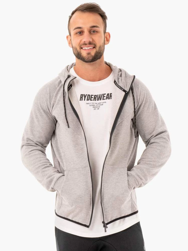 Ryderwear Athletic Zip Up Hoodie Jacket - Grey Marl 1 Ryderwear Athletic Zip Up Hoodie Jacket - Grey Marl