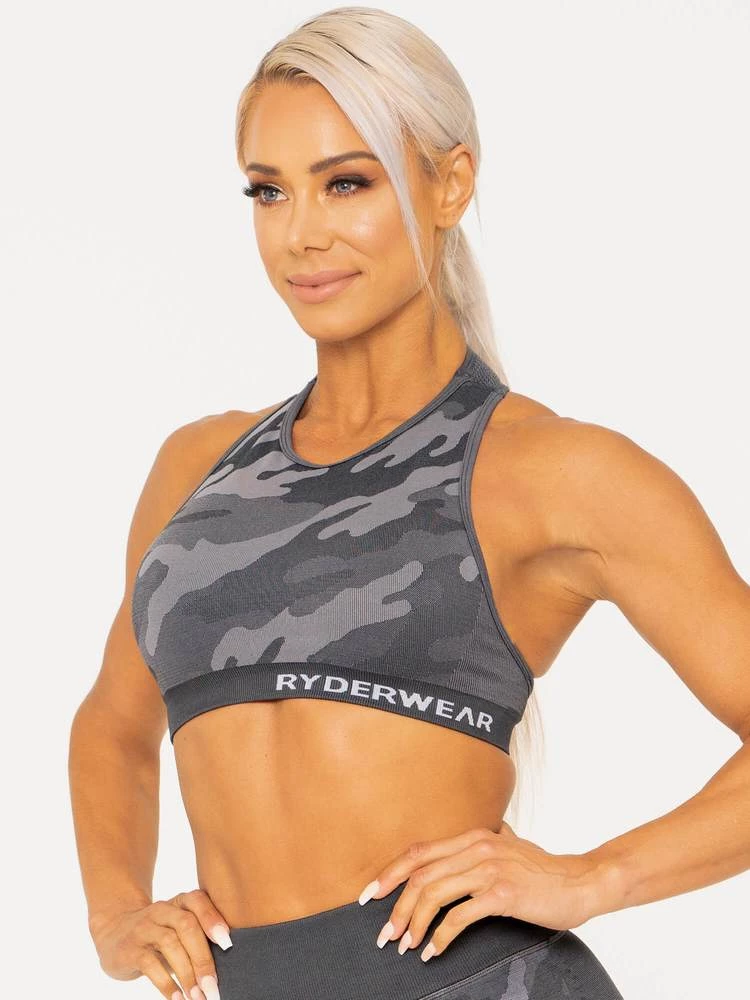 Ryderwear Camo Seamless Sports Bra - Charcoal Camo