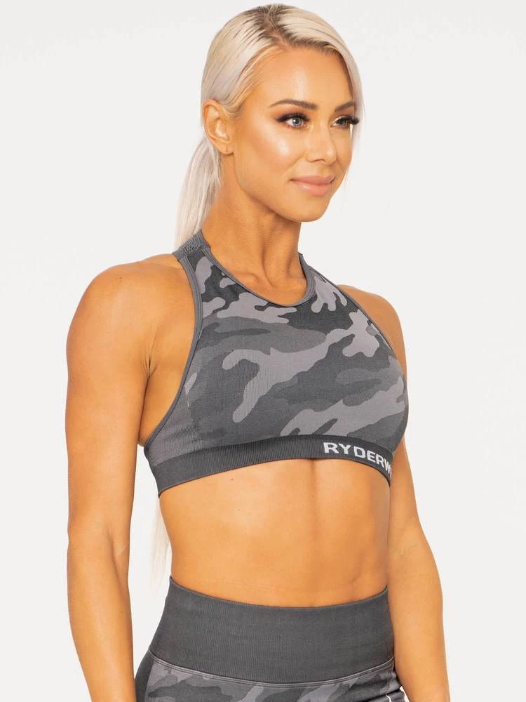 Ryderwear Camo Seamless Sports Bra - Charcoal Camo