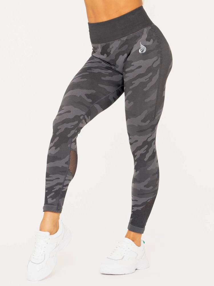 Ryderwear Camo Seamless High Waisted Leggings - Charcoal Camo 1 Ryderwear Camo Seamless High Waisted Leggings - Charcoal Camo