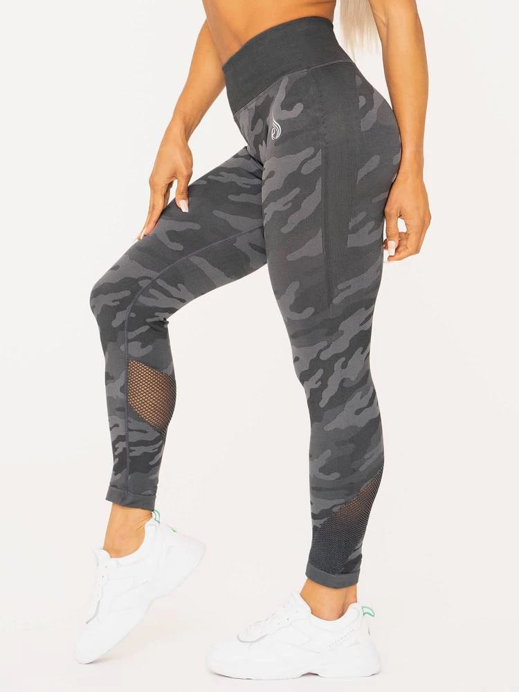 Ryderwear Camo Seamless High Waisted Leggings - Charcoal Camo 5 Ryderwear Camo Seamless High Waisted Leggings - Charcoal Camo
