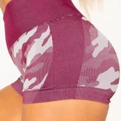 Ryderwear Camo Seamless Booty Shorts - Burgundy Camo