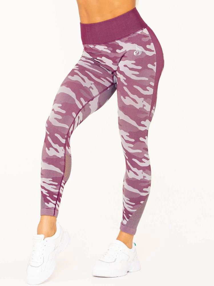 Ryderwear Camo Seamless High Waisted Leggings - Burgundy Camo 1 Ryderwear Camo Seamless High Waisted Leggings - Burgundy Camo