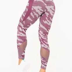 Ryderwear Camo Seamless High Waisted Leggings - Burgundy Camo