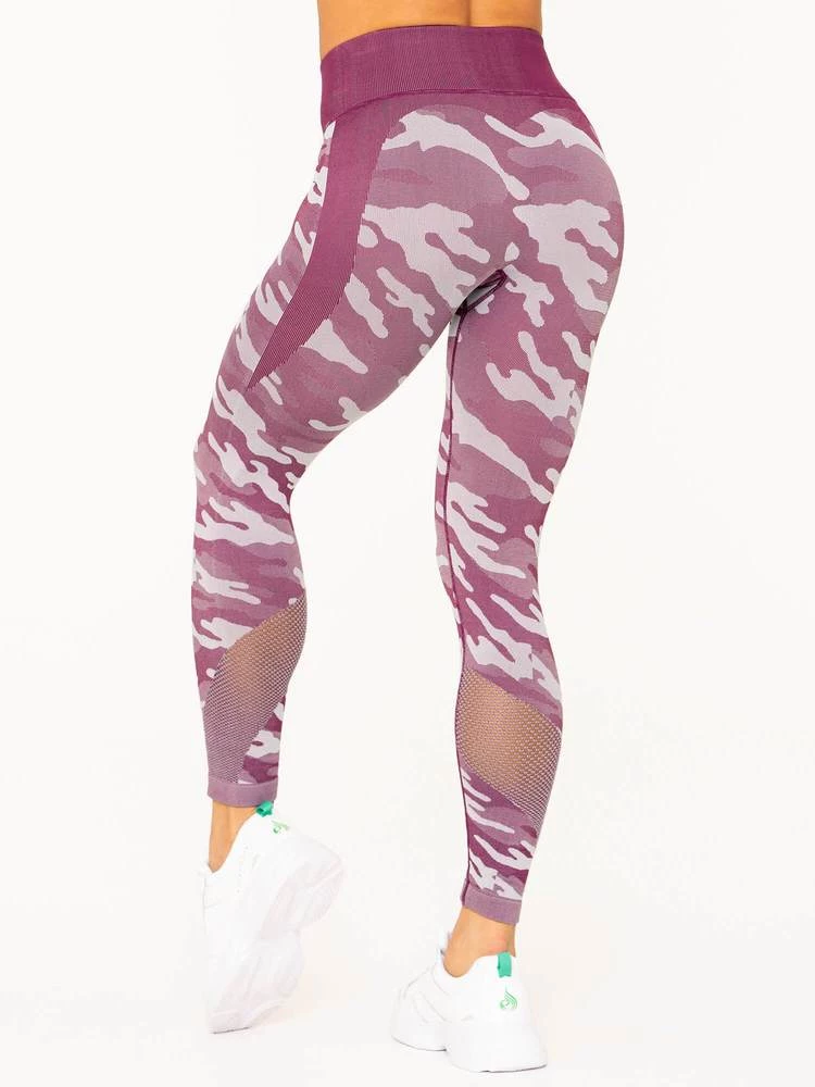 Ryderwear Camo Seamless High Waisted Leggings - Burgundy Camo 2 Ryderwear Camo Seamless High Waisted Leggings - Burgundy Camo