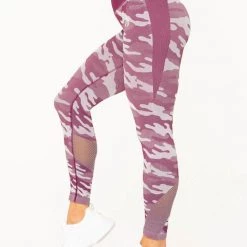 Ryderwear Camo Seamless High Waisted Leggings - Burgundy Camo 6 Ryderwear Camo Seamless High Waisted Leggings - Burgundy Camo