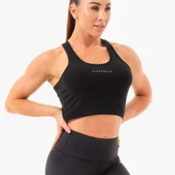 Ryderwear Cropped Racer Back Tank - Black