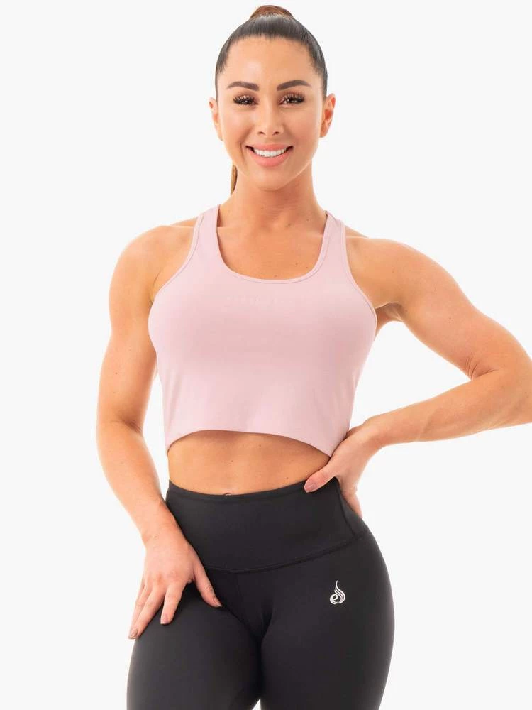 Ryderwear Cropped Racer Back Tank - Pink 1 Ryderwear Cropped Racer Back Tank - Pink