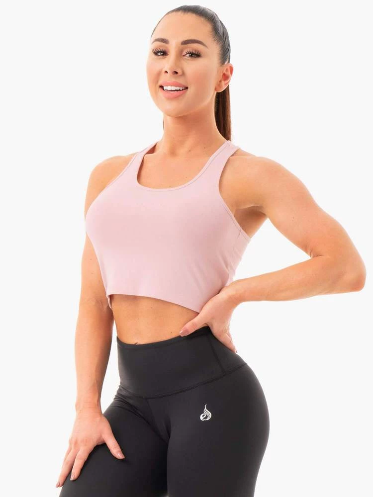Ryderwear Cropped Racer Back Tank - Pink 2 Ryderwear Cropped Racer Back Tank - Pink