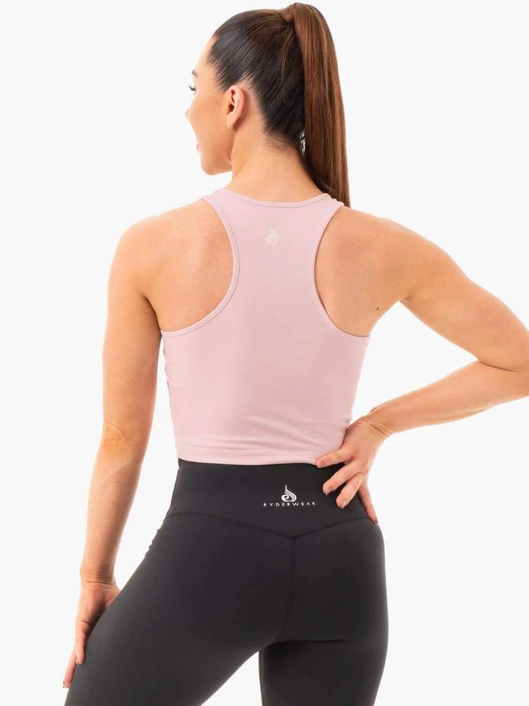 Ryderwear Cropped Racer Back Tank - Pink 3 Ryderwear Cropped Racer Back Tank - Pink