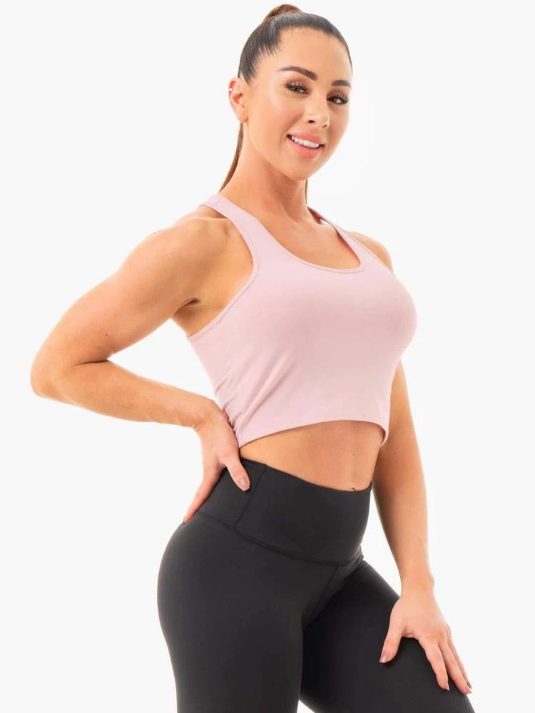 Ryderwear Cropped Racer Back Tank - Pink 4 Ryderwear Cropped Racer Back Tank - Pink