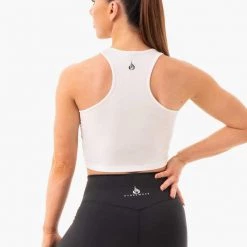 Ryderwear Cropped Racer Back Tank - White