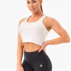 Ryderwear Cropped Racer Back Tank - White