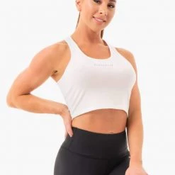 Ryderwear Cropped Racer Back Tank - White