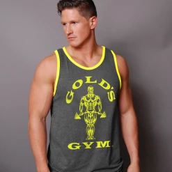 Gold's Gym Men's Tank - Grey/Lime