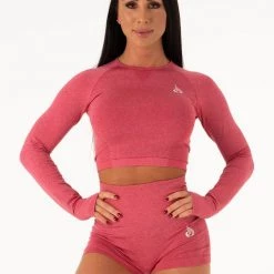 Ryderwear Seamless Long Sleeve Crop - Hot Pink Marl