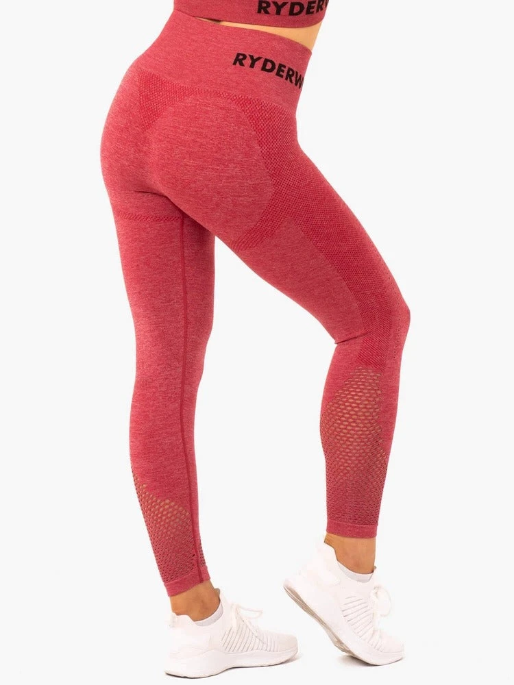Ryderwear Seamless Staples Leggings - Cherry Red Marl 3 Ryderwear Seamless Staples Leggings - Cherry Red Marl