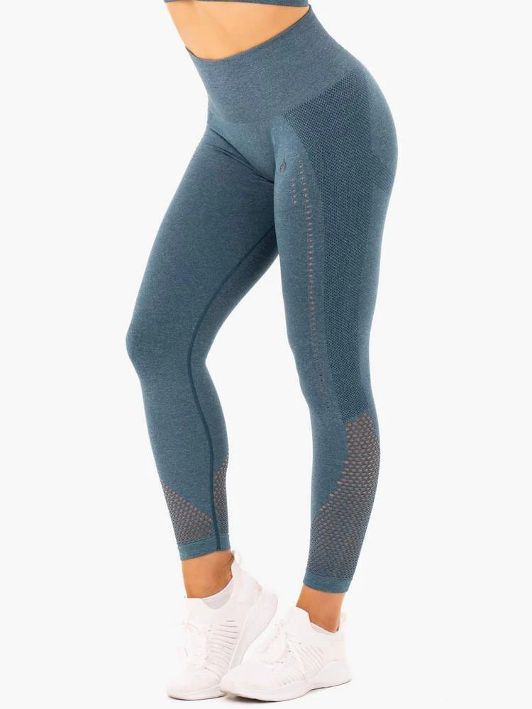 Ryderwear Seamless Staples Leggings - Teal Marl 1 Ryderwear Seamless Staples Leggings - Teal Marl