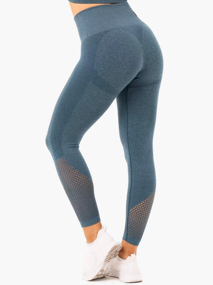 Ryderwear Seamless Staples Leggings - Teal Marl 2 Ryderwear Seamless Staples Leggings - Teal Marl