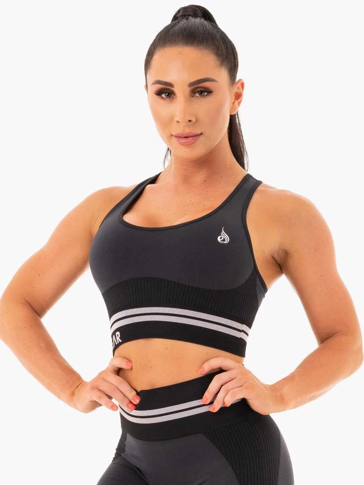 Ryderwear Freestyle Seamless Longline Sports Bra - Black 3 Ryderwear Freestyle Seamless Longline Sports Bra - Black