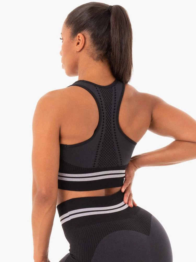 Ryderwear Freestyle Seamless Longline Sports Bra - Black 2 Ryderwear Freestyle Seamless Longline Sports Bra - Black