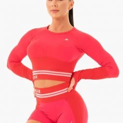 Ryderwear Freestyle Seamless Long Sleeve Crop - Red