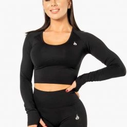 Ryderwear Electra Seamless Long Sleeve Crop - Black