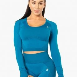 Ryderwear Electra Seamless Long Sleeve Crop - Electric Blue