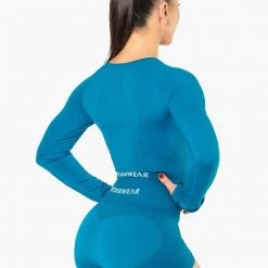 Ryderwear Electra Seamless Long Sleeve Crop - Electric Blue