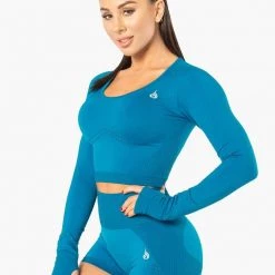 Ryderwear Electra Seamless Long Sleeve Crop - Electric Blue