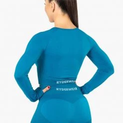 Ryderwear Electra Seamless Long Sleeve Crop - Electric Blue