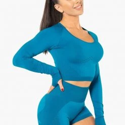 Ryderwear Electra Seamless Long Sleeve Crop - Electric Blue