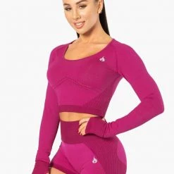 Ryderwear Electra Seamless Long Sleeve Crop - Electric Pink