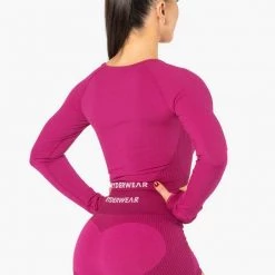 Ryderwear Electra Seamless Long Sleeve Crop - Electric Pink