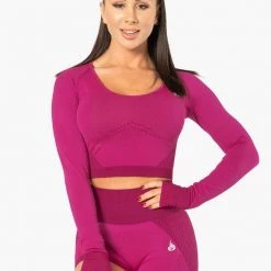Ryderwear Electra Seamless Long Sleeve Crop - Electric Pink