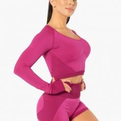 Ryderwear Electra Seamless Long Sleeve Crop - Electric Pink