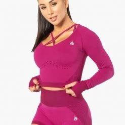 Ryderwear Electra Seamless Long Sleeve Crop - Electric Pink