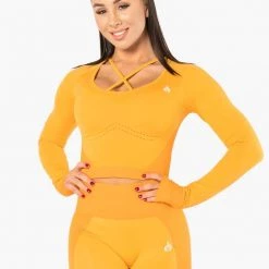 Ryderwear Electra Seamless Long Sleeve Crop - Electric Yellow