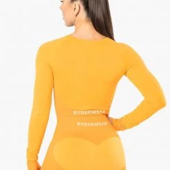 Ryderwear Electra Seamless Long Sleeve Crop - Electric Yellow