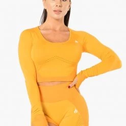 Ryderwear Electra Seamless Long Sleeve Crop - Electric Yellow