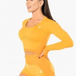 Ryderwear Electra Seamless Long Sleeve Crop - Electric Yellow