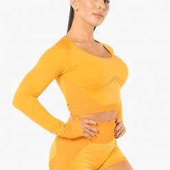 Ryderwear Electra Seamless Long Sleeve Crop - Electric Yellow