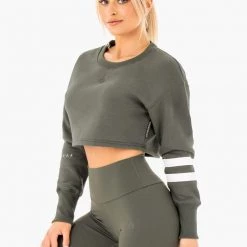 Ryderwear Motion Cropped Sweater - Khaki