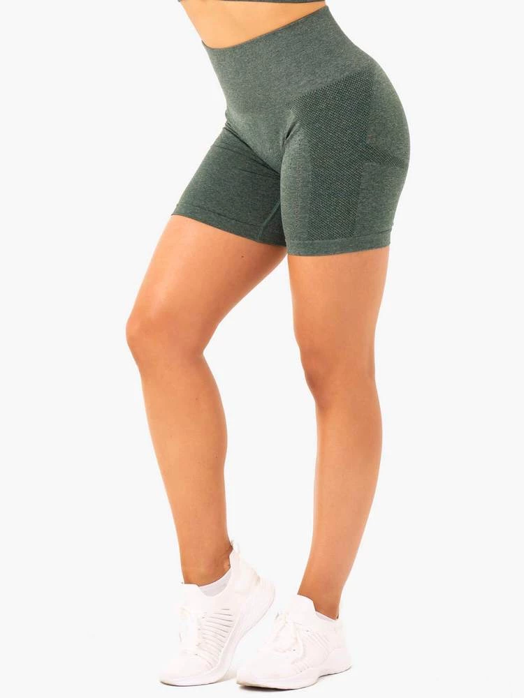 Ryderwear Seamless Staples Shorts - Forest Green Marl 1 Ryderwear Seamless Staples Shorts - Forest Green Marl