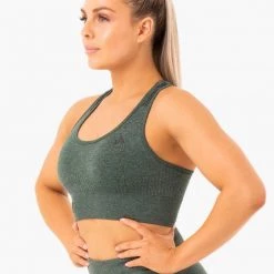 Ryderwear Seamless Staples Sports Bra - Forest Green Marl