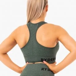 Ryderwear Seamless Staples Sports Bra - Forest Green Marl