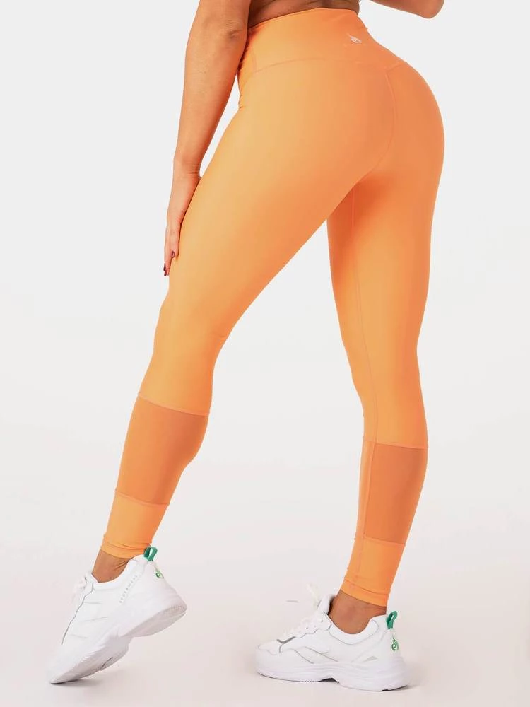 Ryderwear Mesh High Waisted Leggings - Orange 4 Ryderwear Mesh High Waisted Leggings - Orange